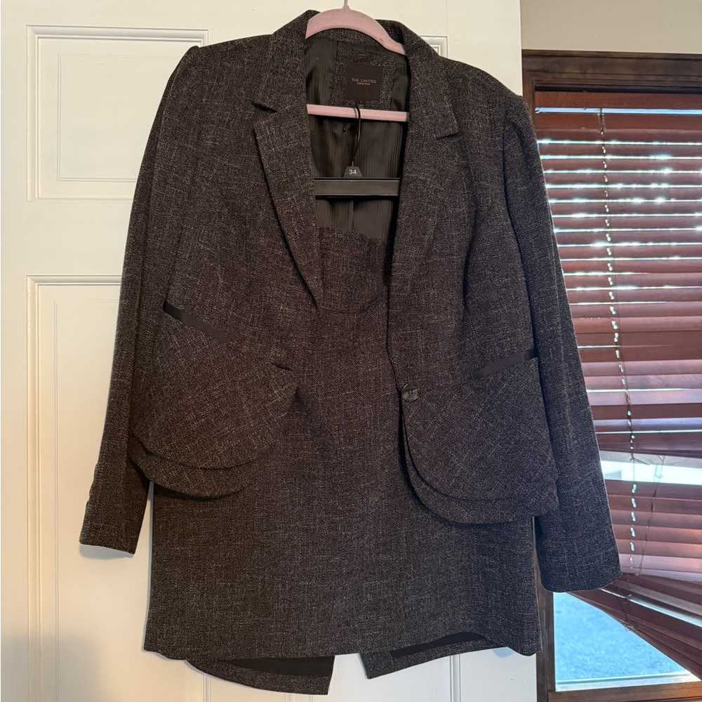 The Limited Dark Brown Blazer & Skirt Set